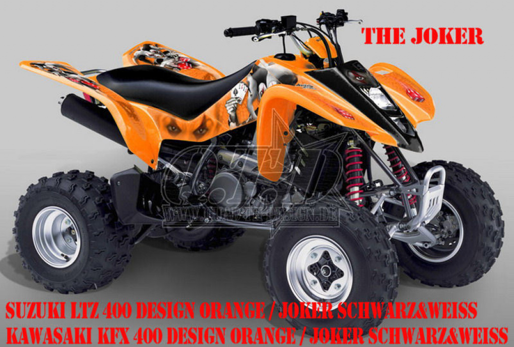 Joker Hintergrund Orange, Jokerfarbe Schwarz-Weiß für Suzuki LTZ 400 2003-2008