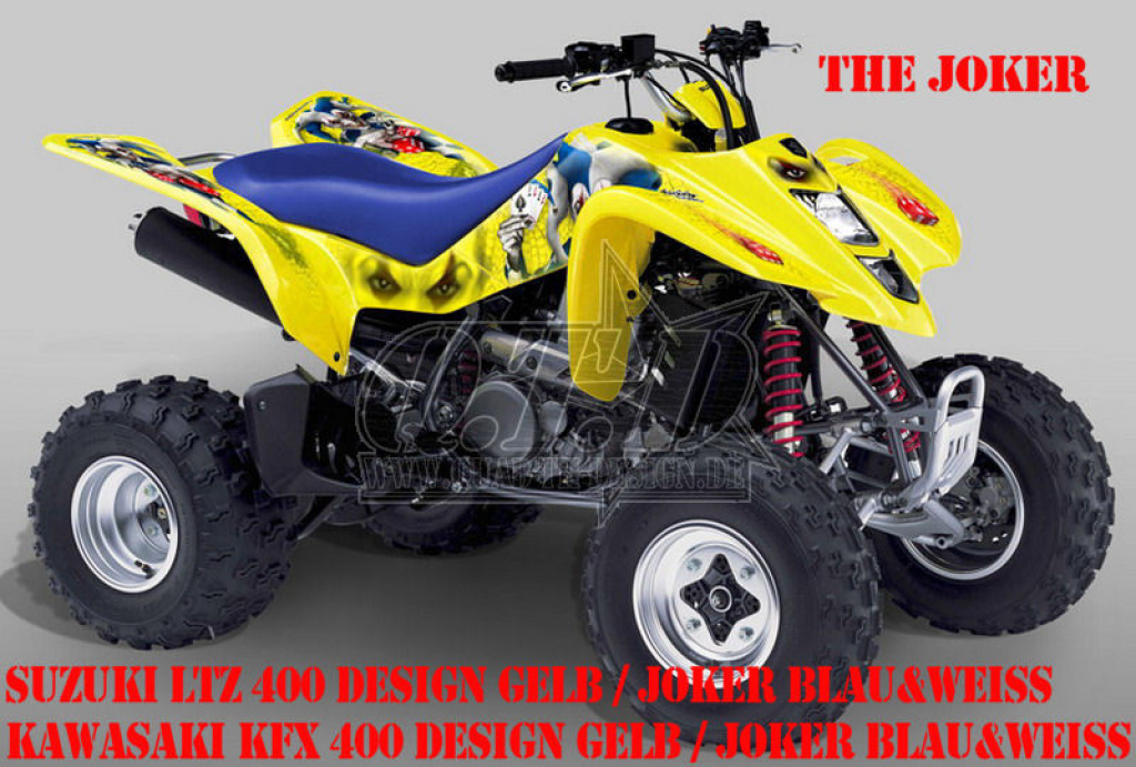 Joker Hintergrund Gelb, Jokerfarbe Blau-Weiß für Suzuki LTZ 400 2003-2008