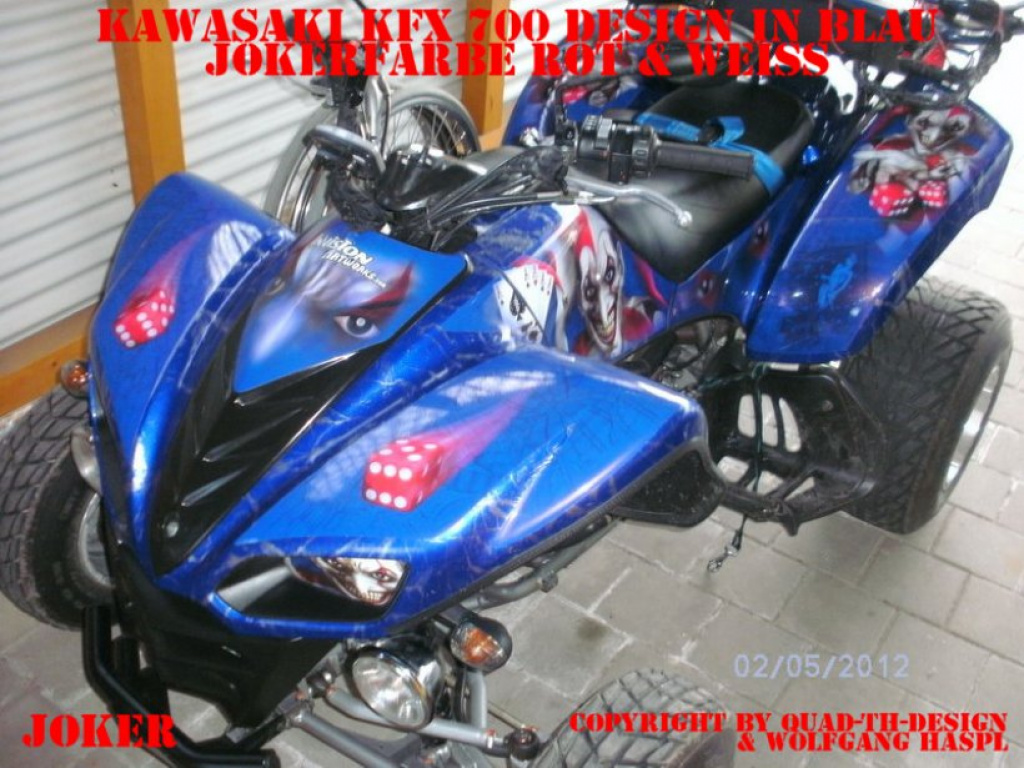 Joker Background Blue, Joker color Rot-White for Kawasaki KFX 700