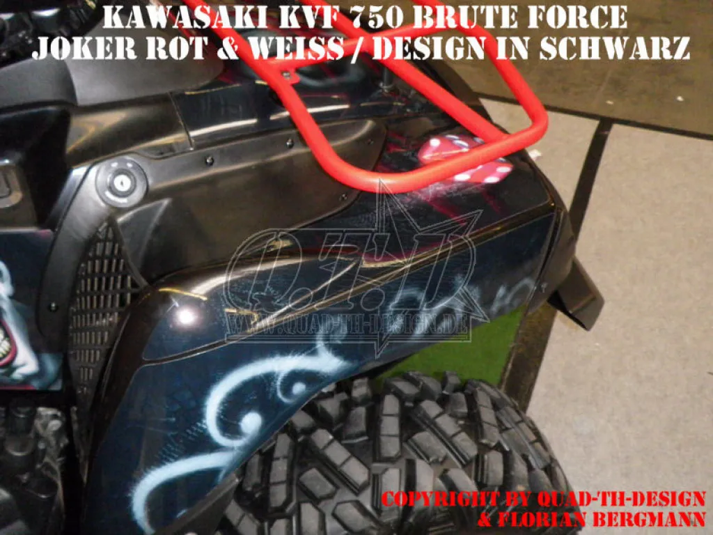 Joker Hintergrund Schwarz, Jokerfarbe Rot-Weiß für Kawasaki Brute Force KVF 750i 2004-2011