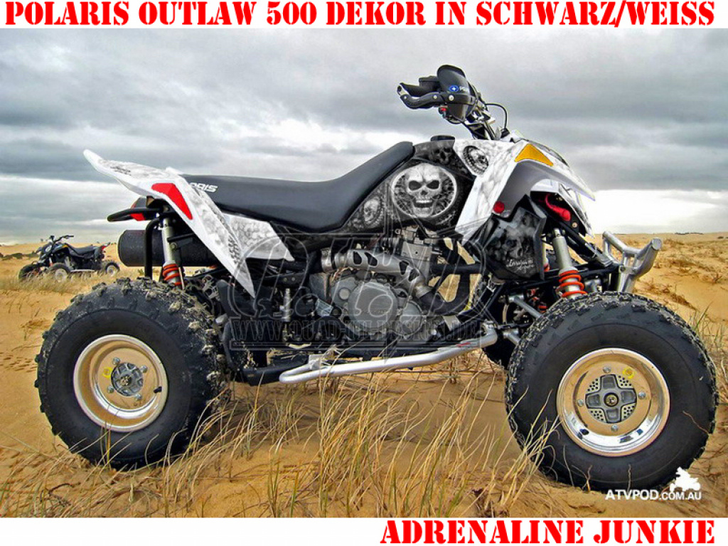 Adrenaline Junkie Black-White for Polaris Outlaw 450/500/525 2006-2008