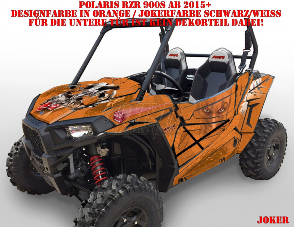 Joker Hintergrund Orange, Jokerfarbe Schwarz-Weiß für Polaris RZR 900S/1000S 2 Türer 2015-2020