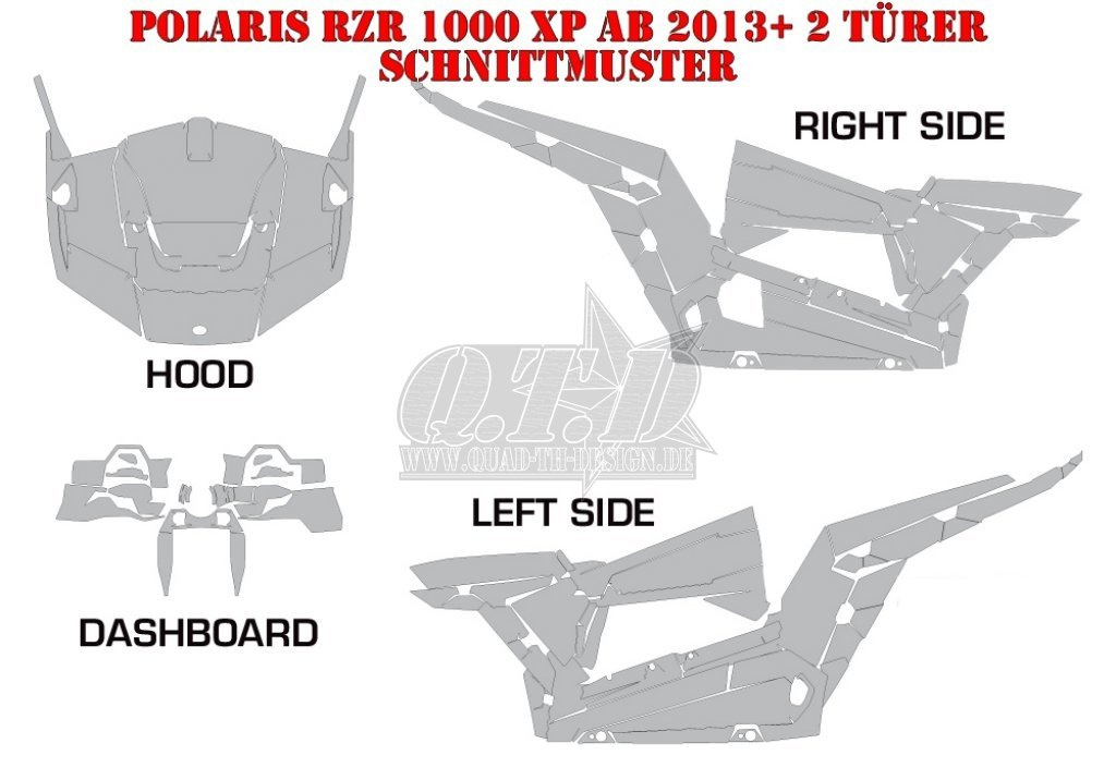 Schnittmuster Beispiel für Polaris RZR 1000 XP/Turbo 2 Doors 2013-2018