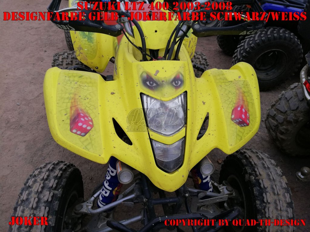 Joker Hintergrund Gelb, Jokerfarbe Schwarz-Weiß für Suzuki LTZ 400 2003-2008