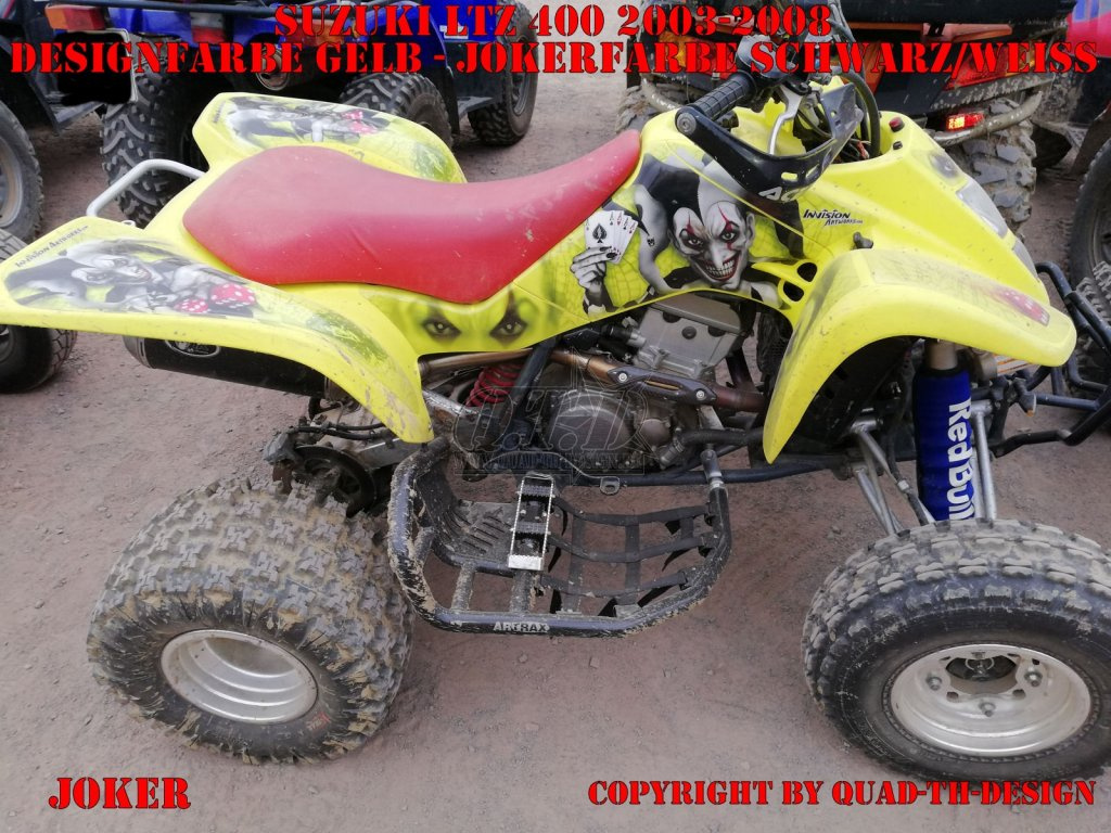 Joker Hintergrund Gelb, Jokerfarbe Schwarz-Weiß für Suzuki LTZ 400 2003-2008