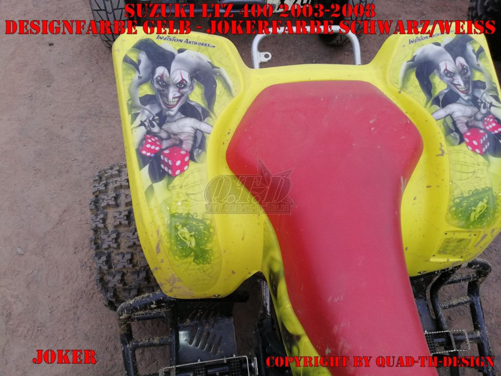 Joker Hintergrund Gelb, Jokerfarbe Schwarz-Weiß für Suzuki LTZ 400 2003-2008