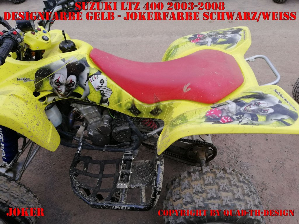 Joker Hintergrund Gelb, Jokerfarbe Schwarz-Weiß für Suzuki LTZ 400 2003-2008