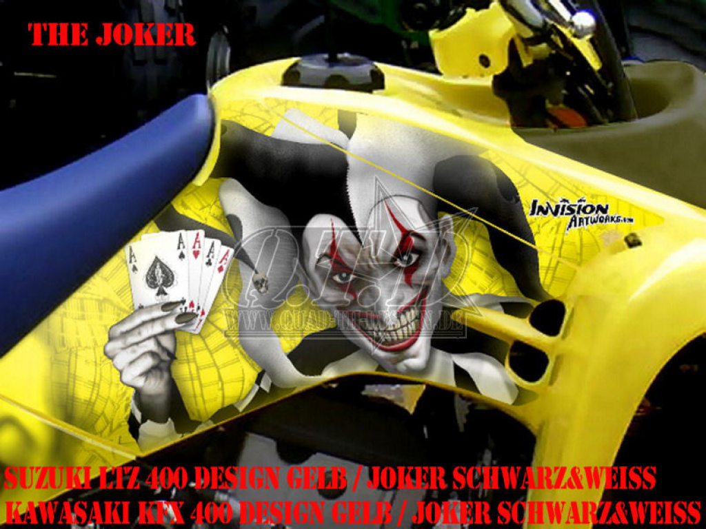 Joker Hintergrund Gelb, Jokerfarbe Schwarz-Weiß für Suzuki LTZ 400 2003-2008