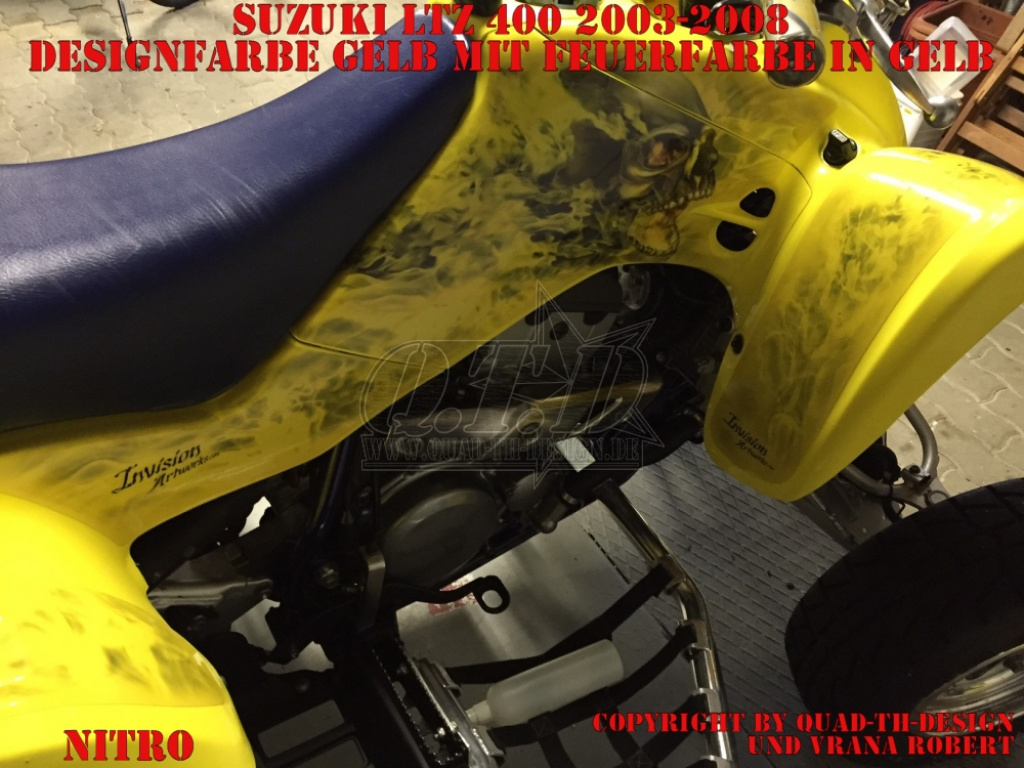 Nitro Gelb, Feuerfarbe = Dekorfarbe für Suzuki LTZ 400 2003-2008