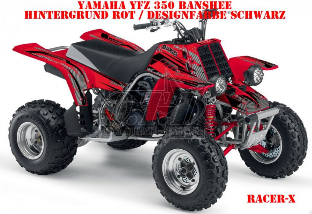 Racer-X Hintergrundfarbe = Rot, Designfarbe = Schwarz für Yamaha Banshee YFZ 350