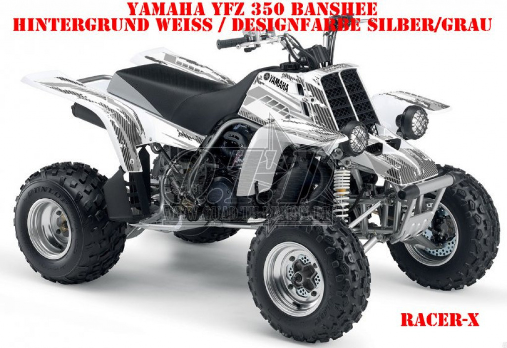 Racer-X Hintergrundfarbe = Weiß, Designfarbe = Silber für Yamaha Banshee YFZ 350