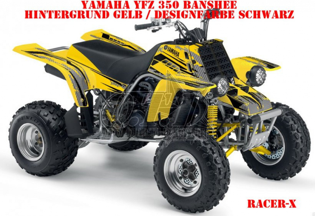Racer-X Hintergrundfarbe = Gelb, Designfarbe = Schwarz für Yamaha Banshee YFZ 350