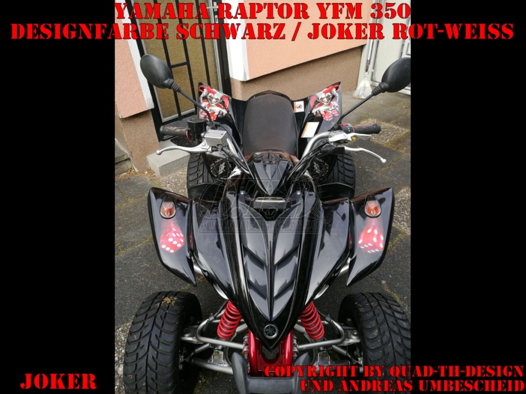 Joker Hintergrund Schwarz, Jokerfarbe Rot-Weiß für Yamaha Raptor YFM 350