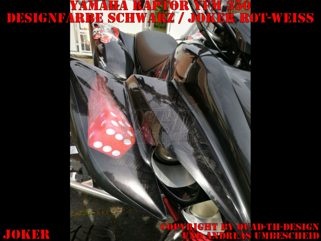 Joker Hintergrund Schwarz, Jokerfarbe Rot-Weiß für Yamaha Raptor YFM 350