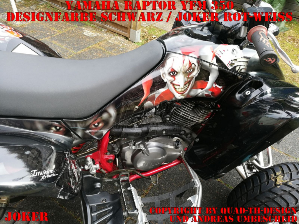 Joker Hintergrund Schwarz, Jokerfarbe Rot-Weiß für Yamaha Raptor YFM 350