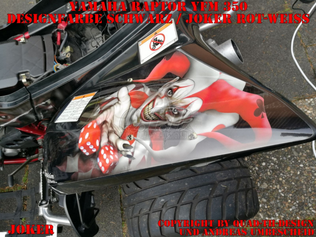 Joker Hintergrund Schwarz, Jokerfarbe Rot-Weiß für Yamaha Raptor YFM 350
