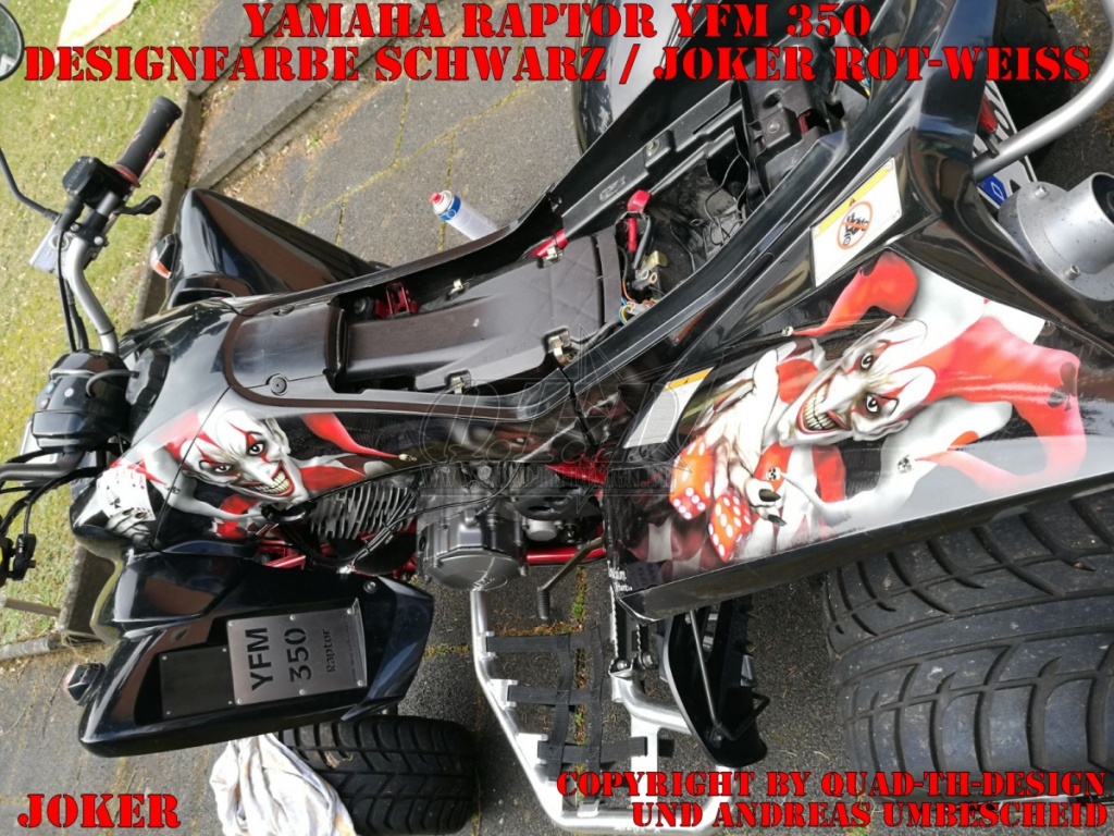Joker Hintergrund Schwarz, Jokerfarbe Rot-Weiß für Yamaha Raptor YFM 350