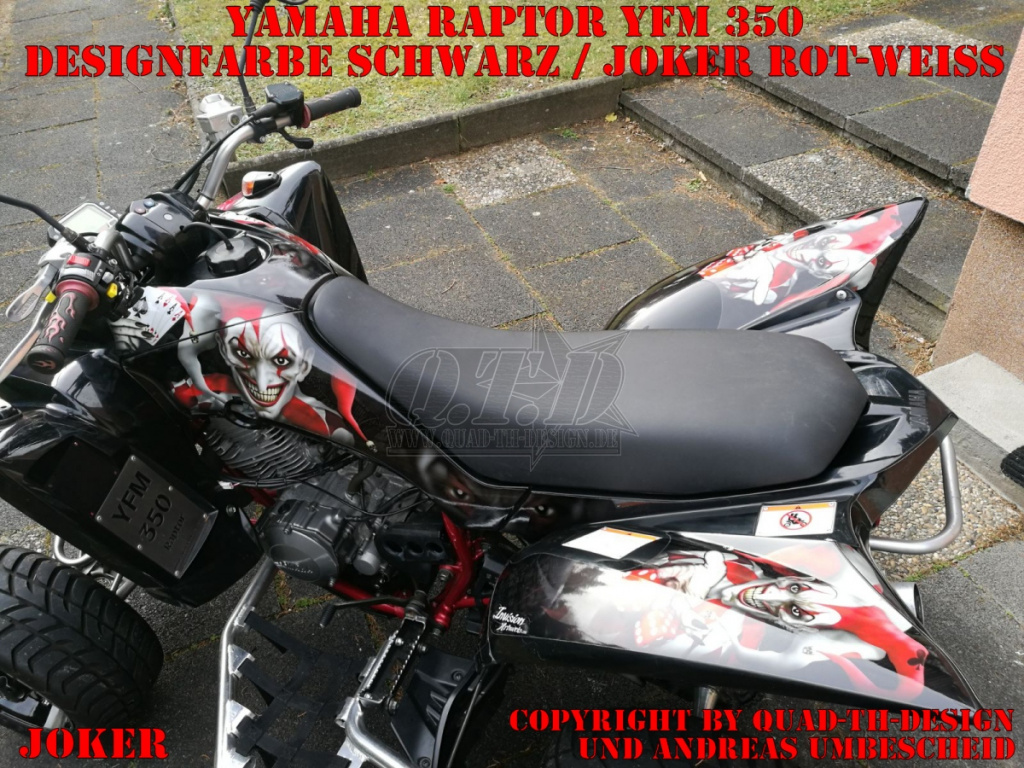 Joker Hintergrund Schwarz, Jokerfarbe Rot-Weiß für Yamaha Raptor YFM 350