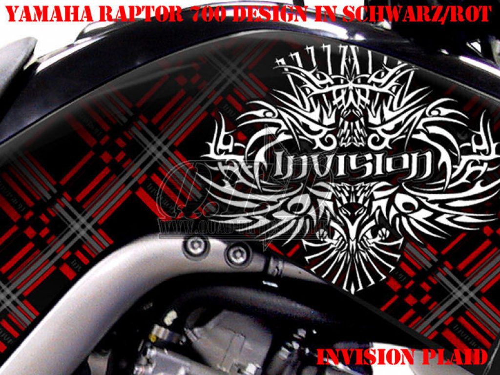 Invision Plaid Schwarz-Dunkelrot für Yamaha Raptor YFM 700 R 2006-2012