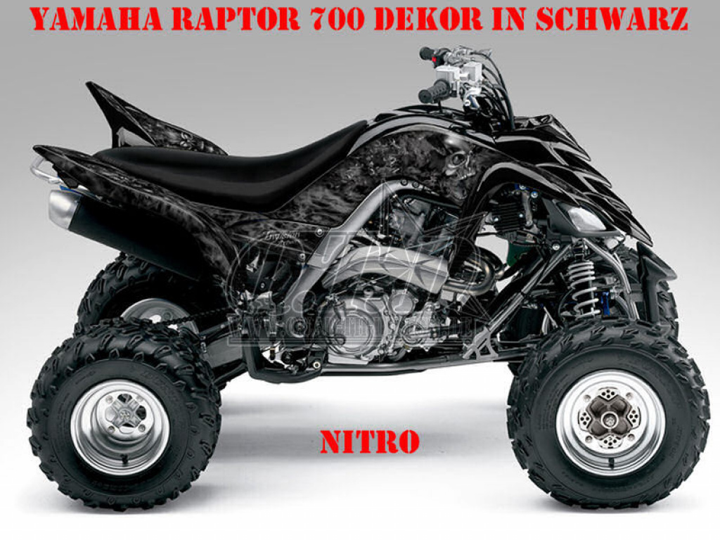 Nitro Schwarz, Feuerfarbe = Dekorfarbe für Yamaha Raptor YFM 700 R 2006-2012
