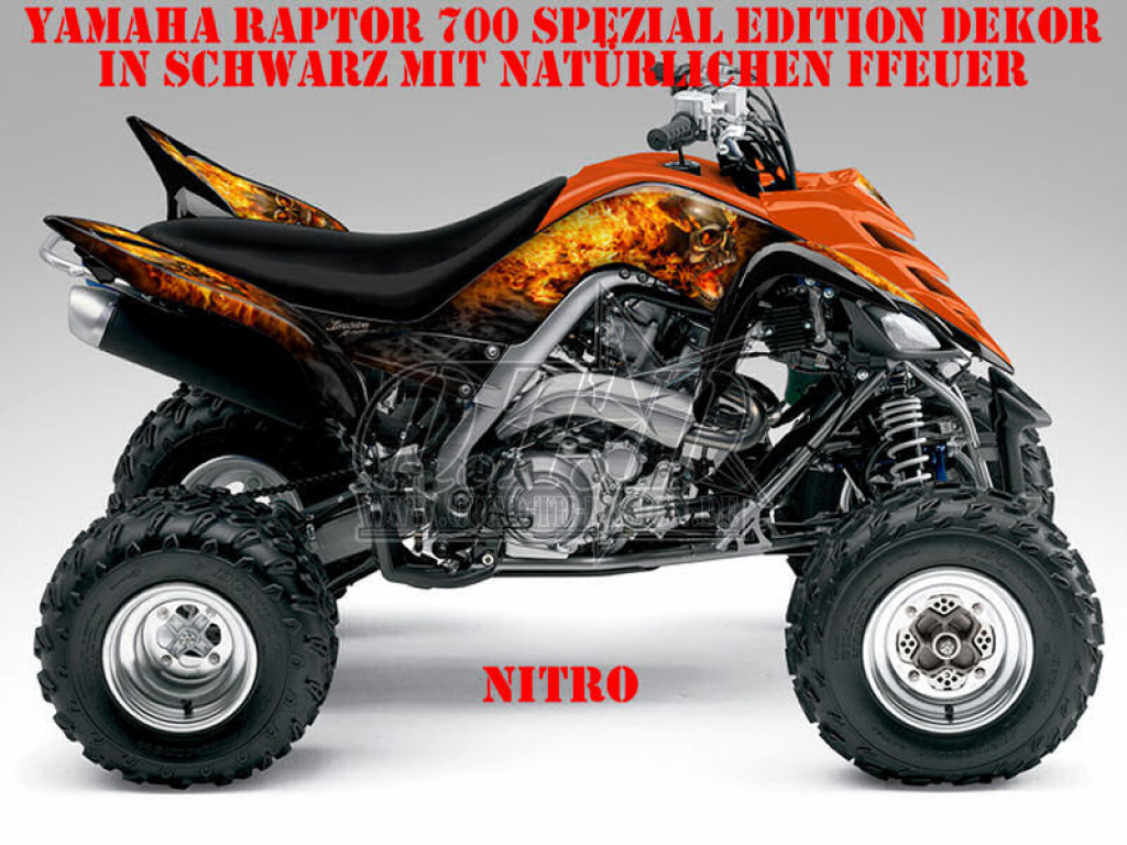 Nitro Schwarz, Feuerfarbe = Natürlich für Yamaha Raptor YFM 700 R 2006-2012