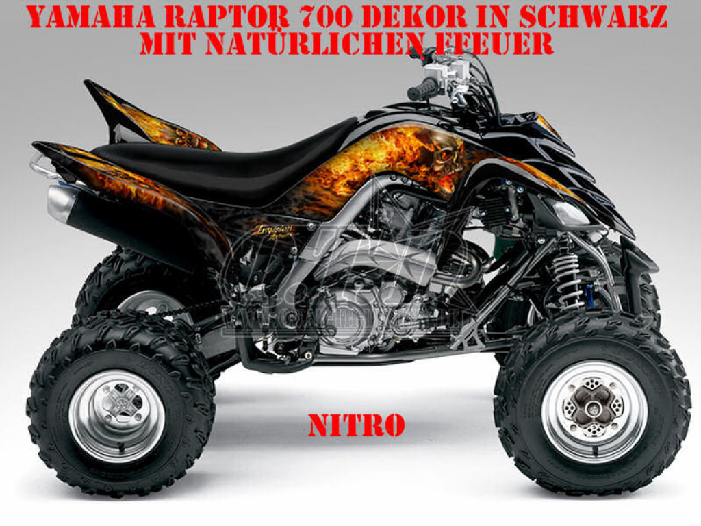Nitro Schwarz, Feuerfarbe = Natürlich für Yamaha Raptor YFM 700 R 2006-2012