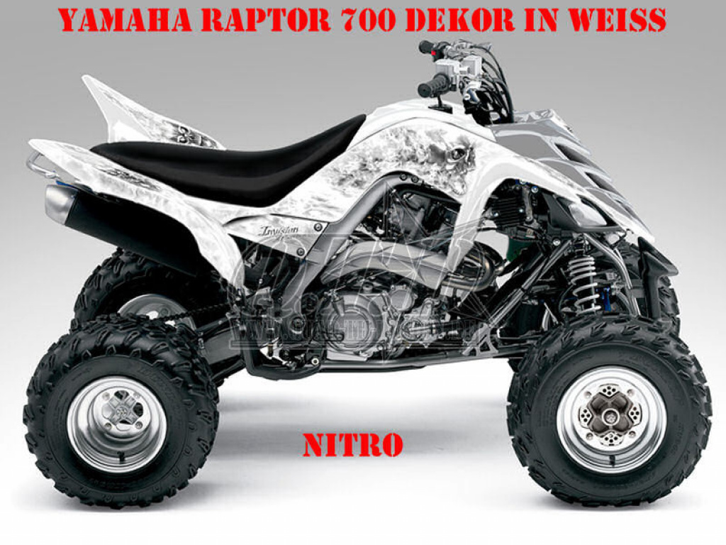 Nitro Weiß, Feuerfarbe = Dekorfarbe für Yamaha Raptor YFM 700 R 2006-2012