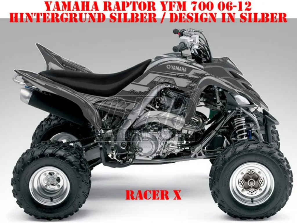 Racer-X Background = Grey, Design color = Silver for Yamaha Raptor YFM 700 R 2006-2012