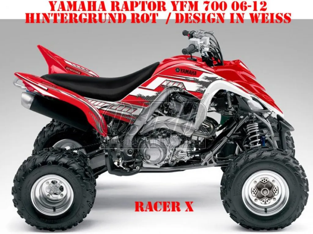 Racer-X Background = Red, Design color = White for Yamaha Raptor YFM 700 R 2006-2012