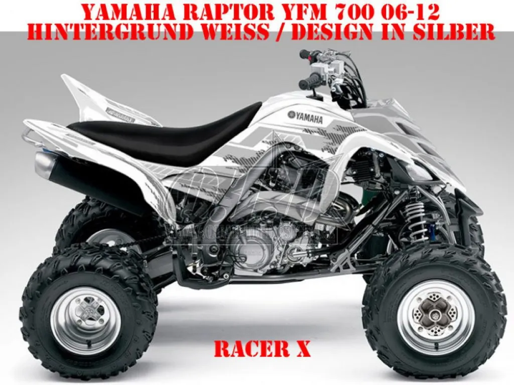 Racer-X Background = White, Design color = Silver for Yamaha Raptor YFM 700 R 2006-2012
