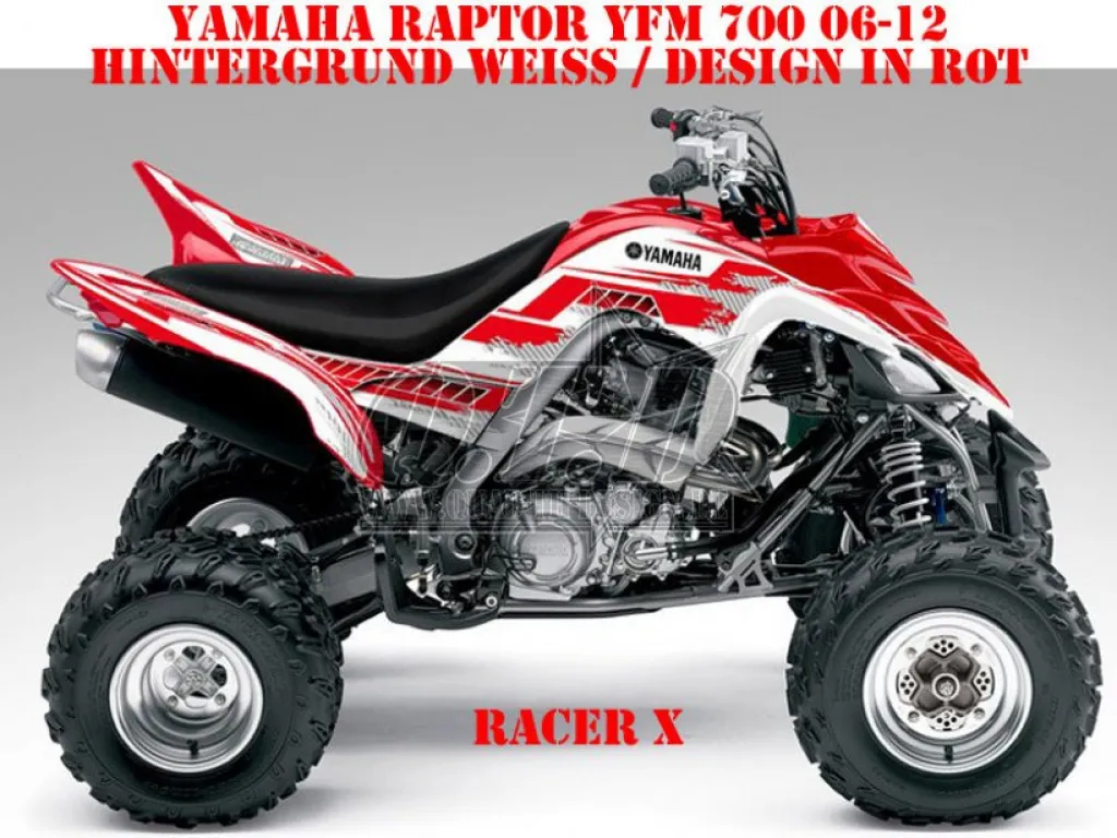 Racer-X Background = White, Design color = Red for Yamaha Raptor YFM 700 R 2006-2012