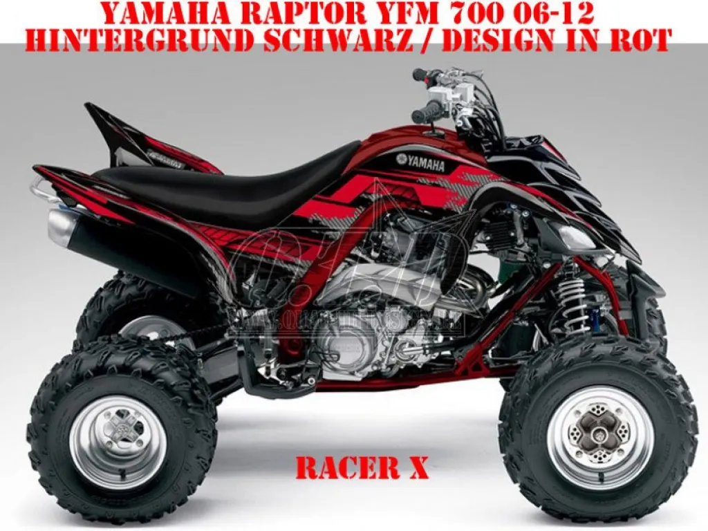 Racer-X Background = Black, Design color = Red for Yamaha Raptor YFM 700 R 2006-2012