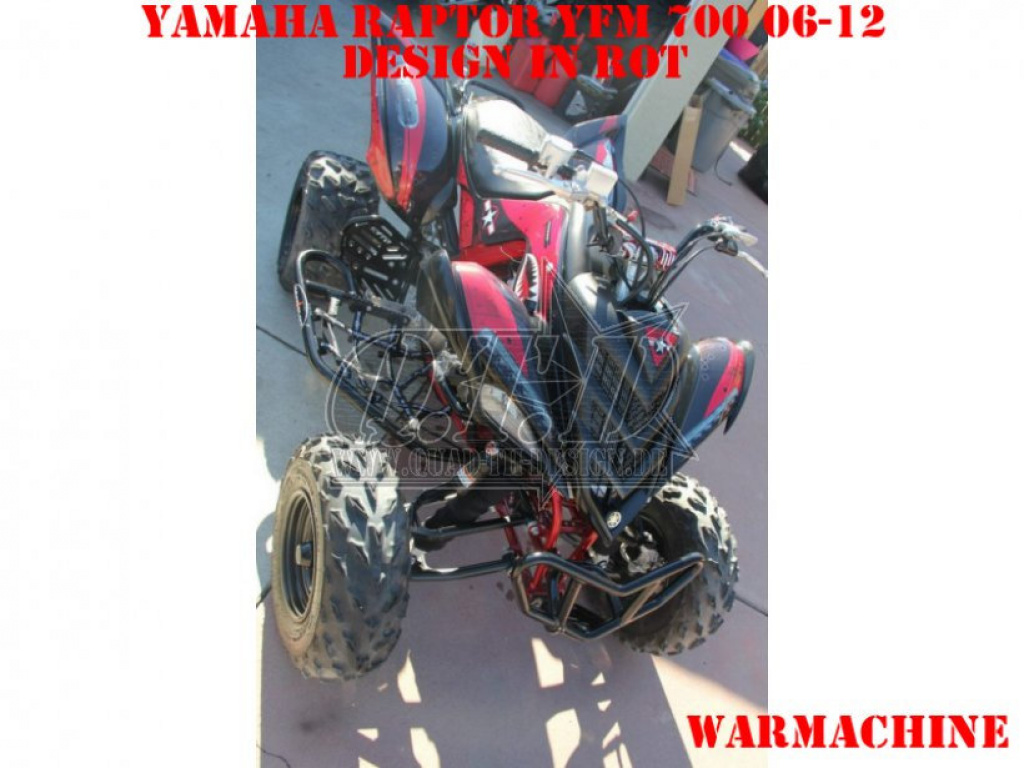 War Machine Hintergrund = Schwarz, Designfarbe = Rot für Yamaha Raptor YFM 700 R 2006-2012