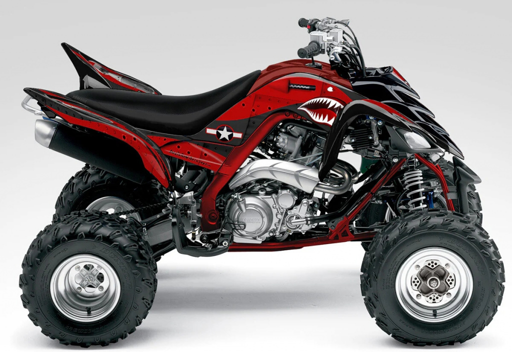 War Machine Hintergrund = Schwarz, Designfarbe = Rot für Yamaha Raptor YFM 700 R 2006-2012
