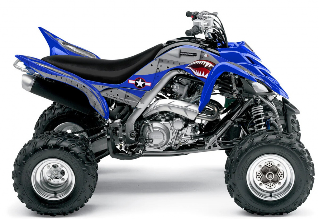 War Machine Hintergrund = Blau, Designfarbe = Grau für Yamaha Raptor YFM 700 R 2006-2012