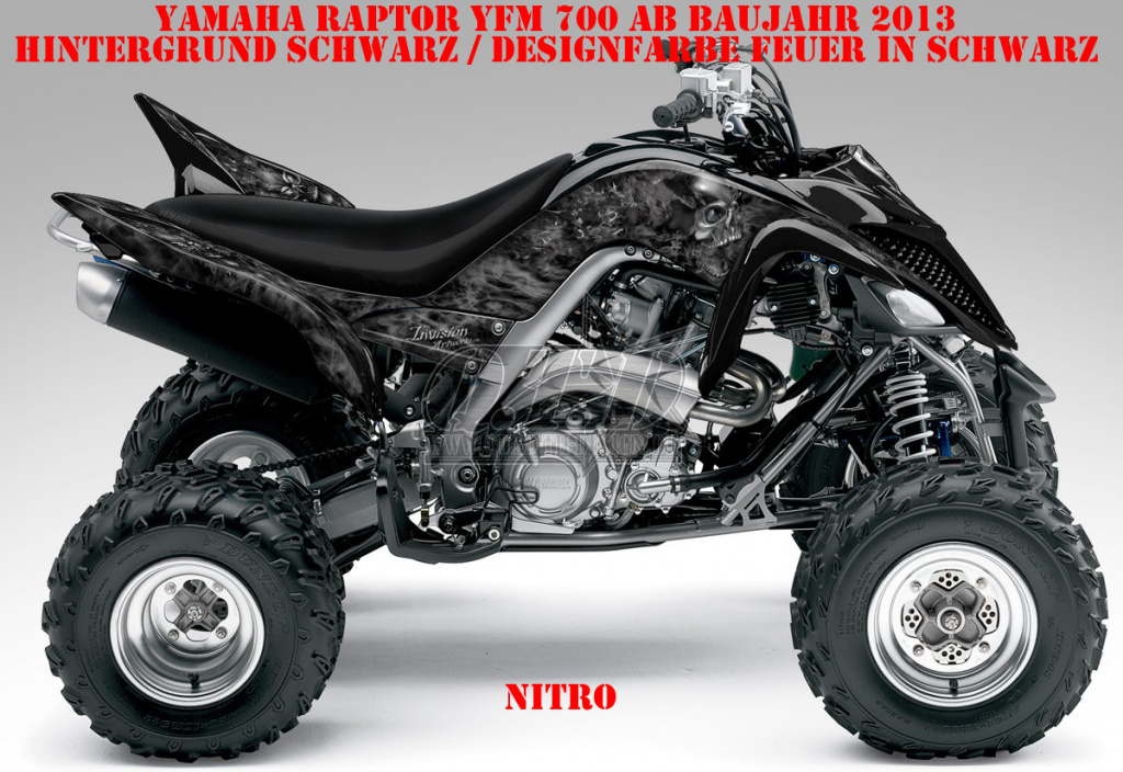 Nitro Schwarz, Feuerfarbe = Dekorfarbe für Yamaha Raptor YFM 700 R up 2013+