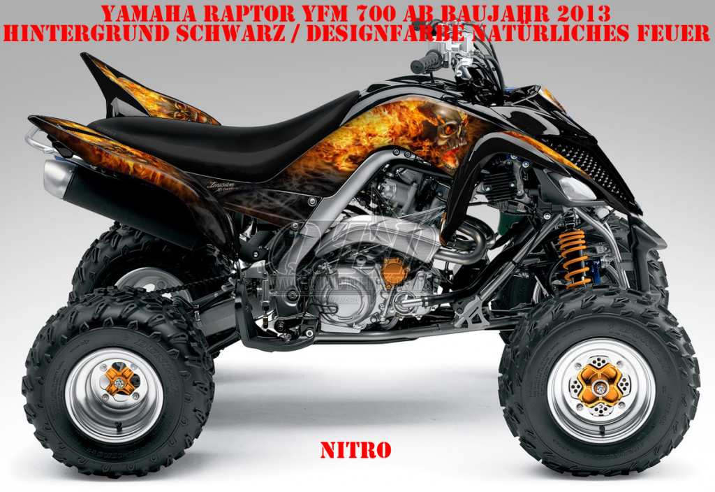 Nitro Schwarz, Feuerfarbe = Natürlich für Yamaha Raptor YFM 700 R up 2013+