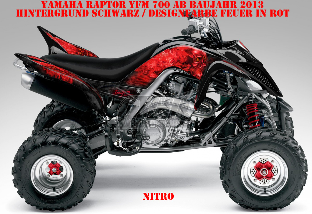 Nitro Schwarz, Feuerfarbe = Rot für Yamaha Raptor YFM 700 R up 2013+