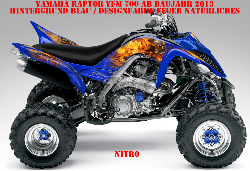 Nitro Blau, Feuerfarbe = Natürlich für Yamaha Raptor YFM 700 R up 2013+