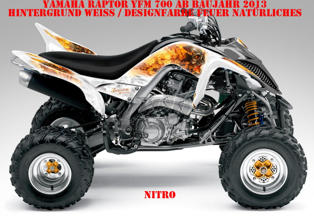 Nitro Weiß, Feuerfarbe = Natürlich für Yamaha Raptor YFM 700 R up 2013+