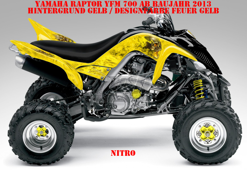 Nitro Gelb, Feuerfarbe = Dekorfarbe für Yamaha Raptor YFM 700 R up 2013+