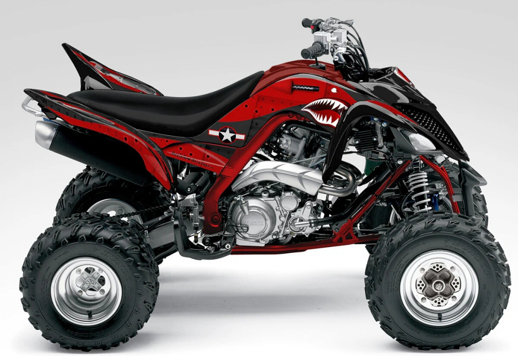 War Machine Hintergrund = Schwarz, Designfarbe = Rot für Yamaha Raptor YFM 700R up 2013+