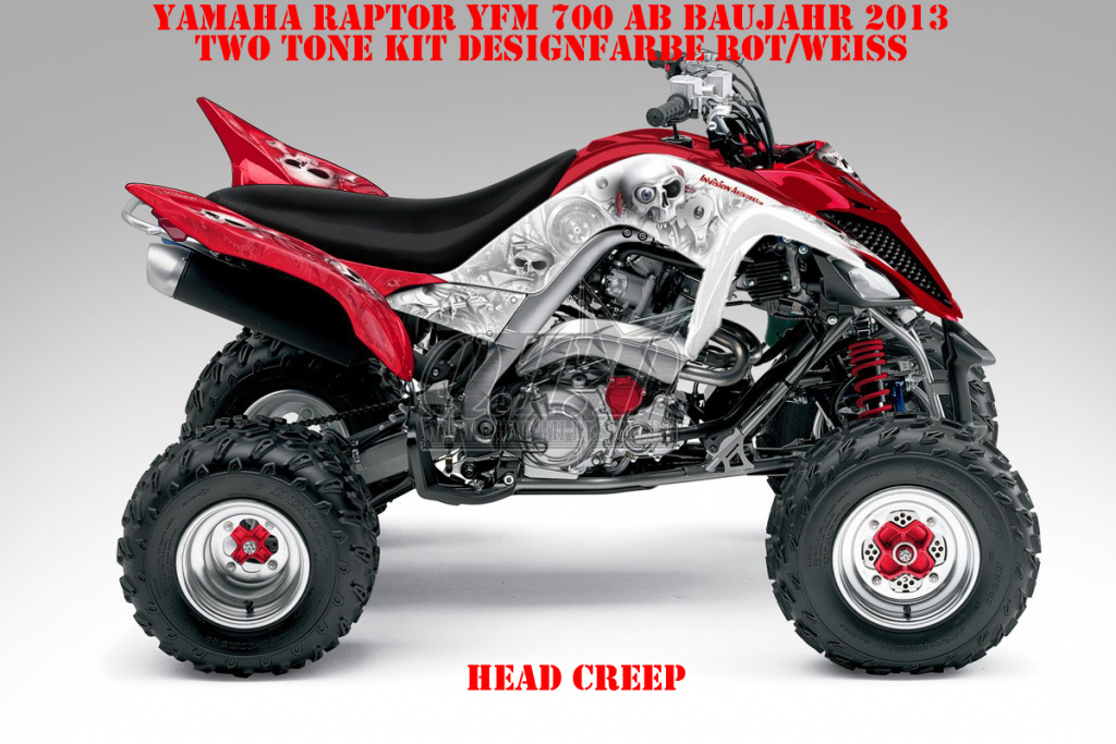 Head Creeps Rot-Weiß für Yamaha Raptor YFM 700 R up 2013+