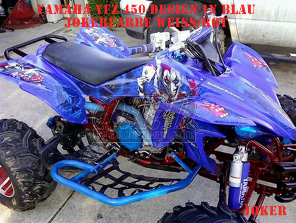 Joker Hintergrund Blau, Jokerfarbe Rot-Weiß für Yamaha YFZ 450 2004-2008 & 2012-2014