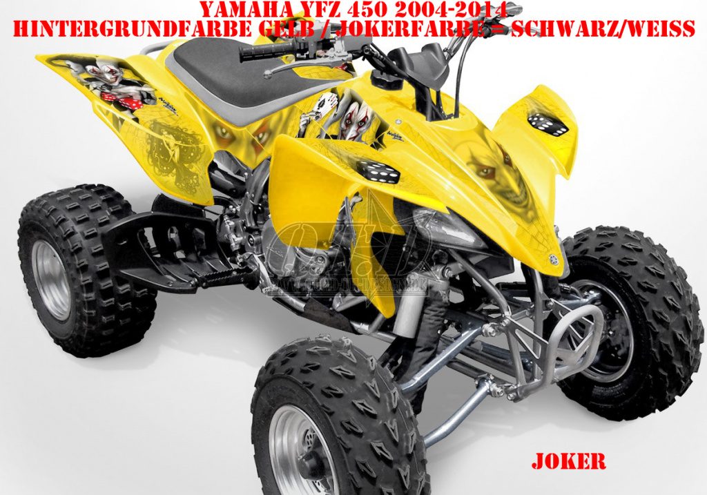Joker Hintergrund Gelb, Jokerfarbe Schwarz-Weiß für Yamaha YFZ 450 2004-2008 & 2012-2014
