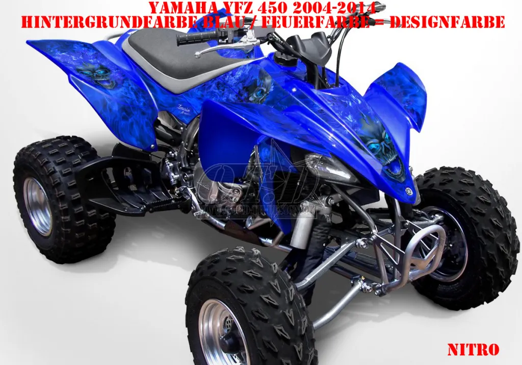 Nitro Blue, Fire Color = Design color for Yamaha YFZ 450 2004-2008 & 2012-2014
