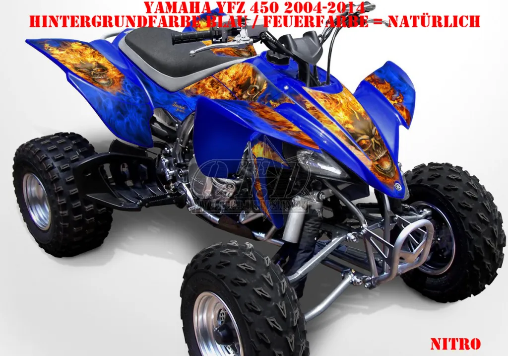 Nitro Blue, Fire Color = Natural for Yamaha YFZ 450 2004-2008 & 2012-2014