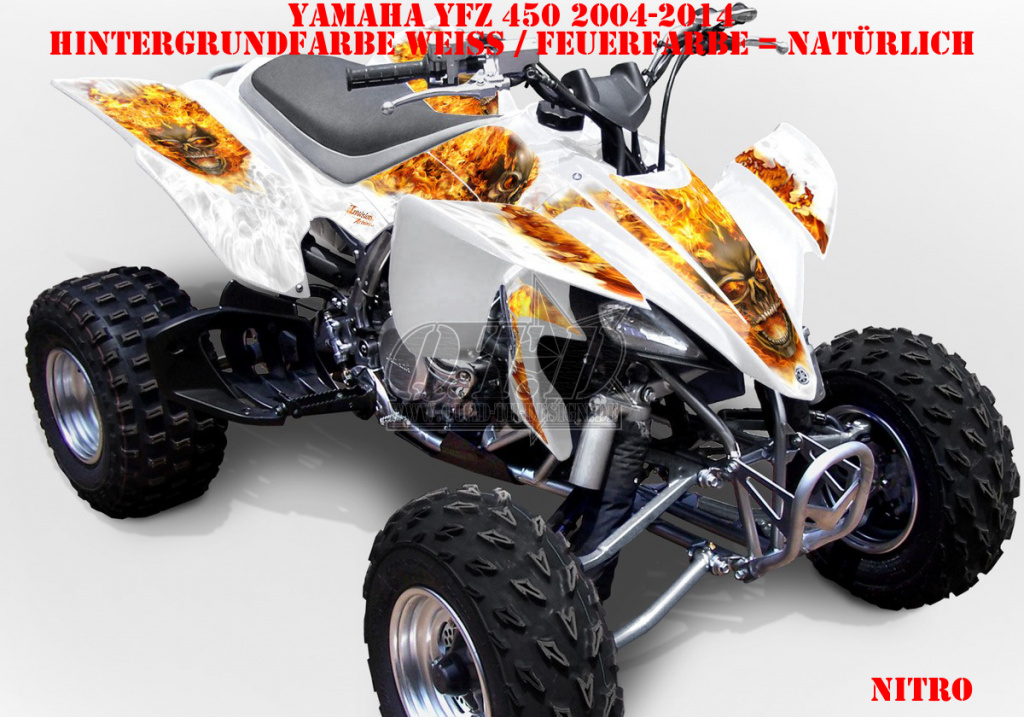 Nitro Weiß, Feuerfarbe = Natürlich für Yamaha YFZ 450 2004-2008 & 2012-2014
