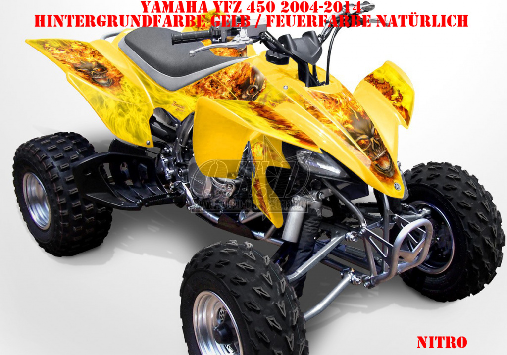 Nitro Gelb, Feuerfarbe = Natürlich für Yamaha YFZ 450 2004-2008 & 2012-2014