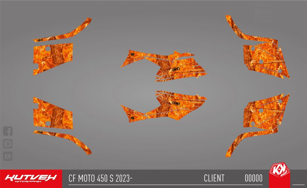 Example picture for thr colors, Camo Orange Standard Kit for CF-Moto CForce 450/520 S up 2023+